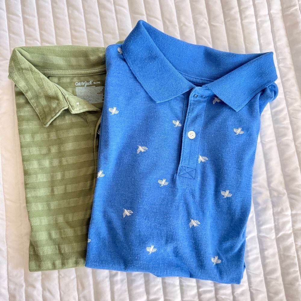 Big Boys Cat & Jack Green and Blue Kids Polo Set, size XL (14)